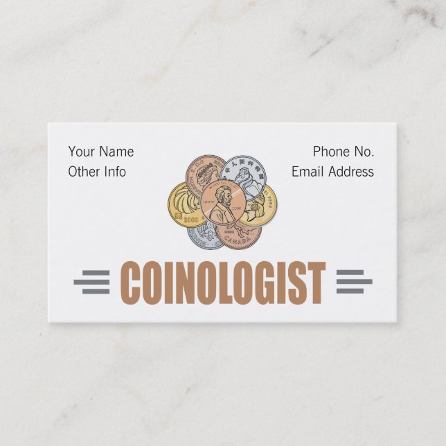 Humorous Coin Collector Business Card (Front)