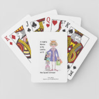 Humorous Color Sketch Woman Crown Queen is Home Playing Cards
