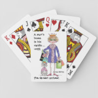 Humorous Color Sketch Woman Crown Queen is Home Playing Cards