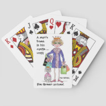 Humorous Color Sketch Woman Crown Queen is Home Poker Cards