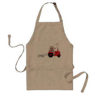 Humorous Country Farmer Tractor Cartoon Adult Apron