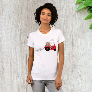 Humorous Country Farmer Tractor Cartoon T-Shirt