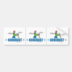 Humorous Cross Country Skiing Guy Bumper Sticker