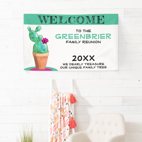 Humorous Custom Welcome Family Reunion Cactus Banner