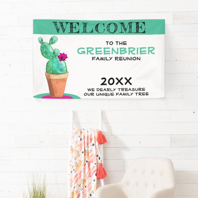Humorous Custom Welcome Family Reunion Cactus Banner (Insitu)