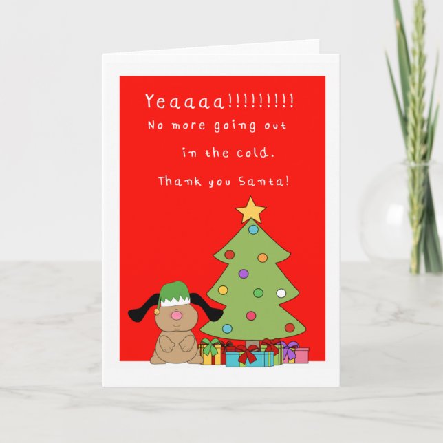 Humorous cute dog Christmas card (Front)