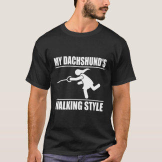 Humorous Dachshund Women Walking Style T-Shirt