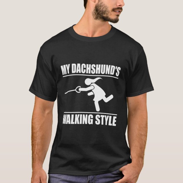 Humorous Dachshund Women Walking Style T-Shirt (Front)