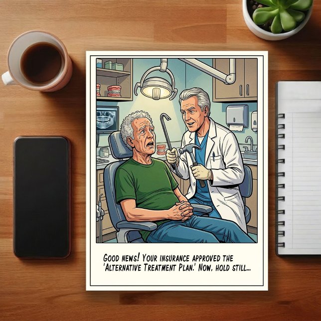 Humorous Dentist Office Cartoon Postcard (Creator Uploaded)