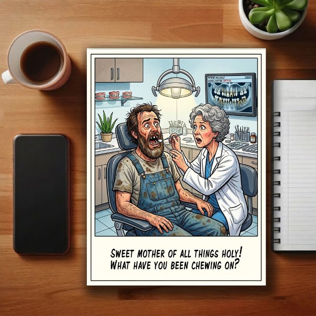 Humorous Dentist Office Cartoon Postcard (Creator Uploaded)