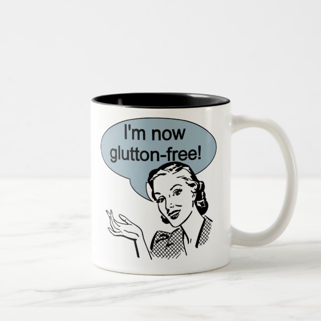Humorous Dieting Glutton Free Two-Tone Coffee Mug (Right)
