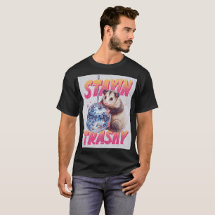 Humorous Disco Opossum Typography Graphic T-Shirt
