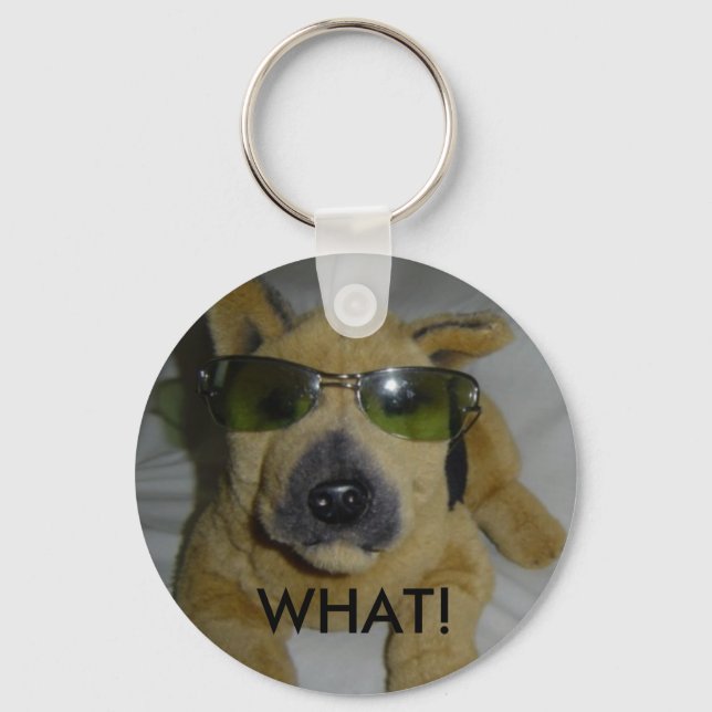 Humorous Dog in Glasses Keychain (Front)
