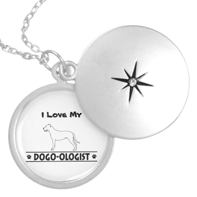 Humorous Dogo Argentino Locket Necklace (Front)