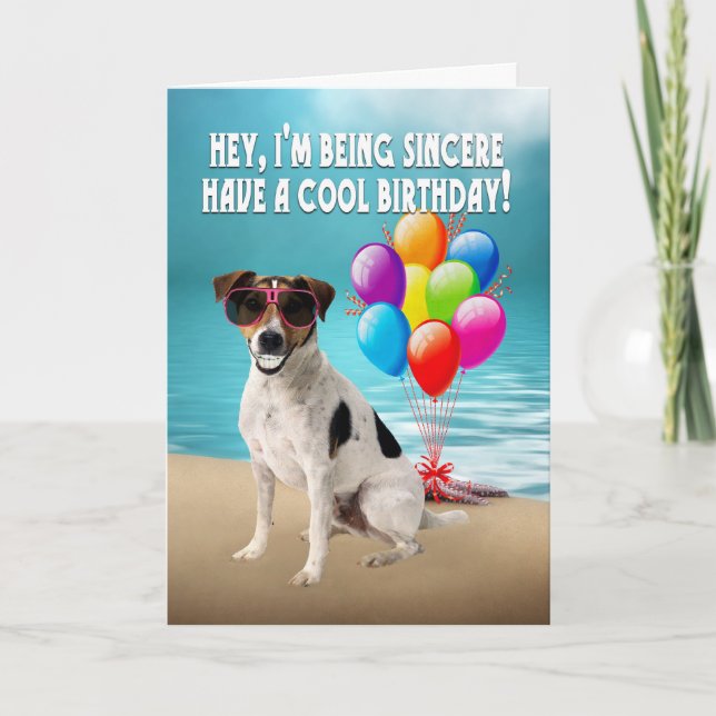 humorous dogy birthday card - happy jack russel d (Front)
