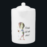 Humorous Drinking Sayings Teapot<br><div class="desc">Fun Gift for Wine and Tea lovers!</div>