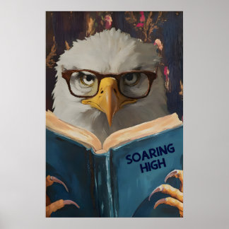 Humorous Eagle Reading Book Art Print