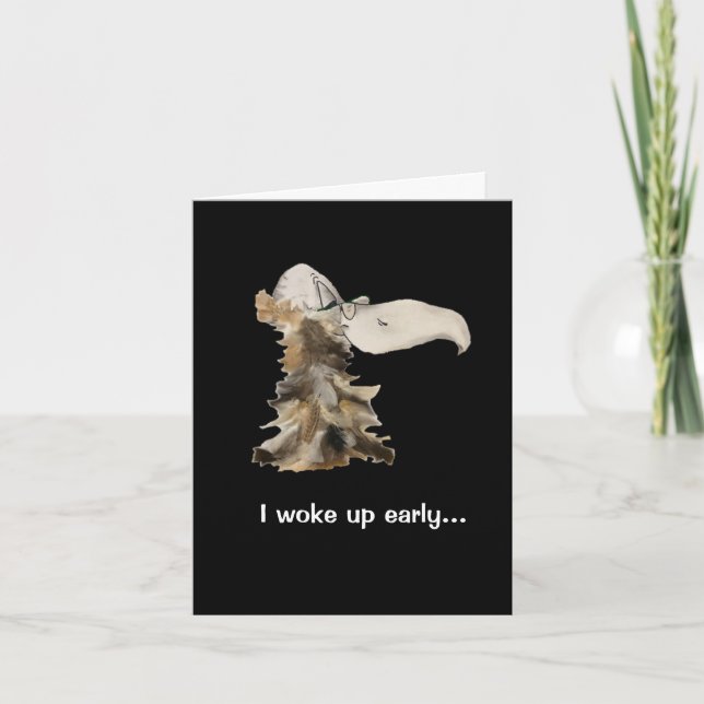 Humorous Early Bird Folded Greeting Card (Front)