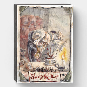 Humorous Ebenezer Brews Illustration Wooden Box Sign