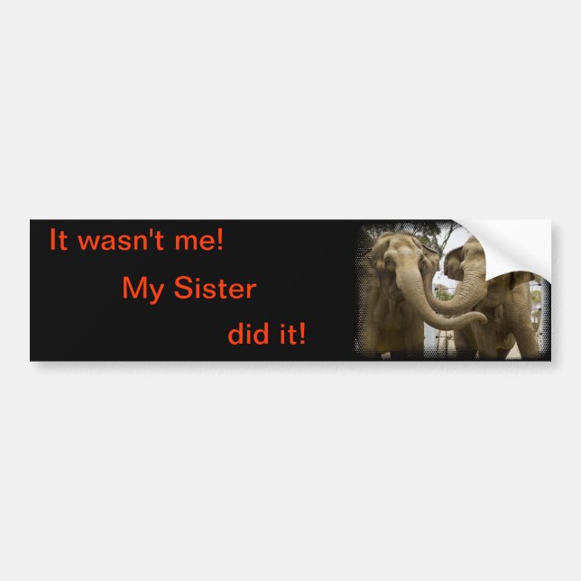 Humorous Elephant Bumper Sticker (Front)