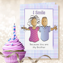 Humorous Ethnic Brother Cartoon Modern Birthday Card