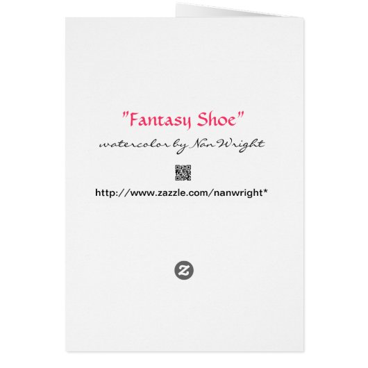 Humorous Fantasy Shoe Card (Back)