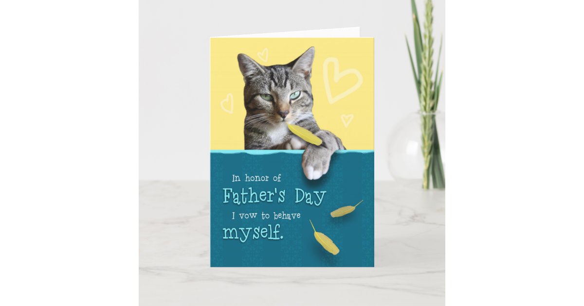 Humorous Father S Day Card With Naughty Cat Zazzle Com