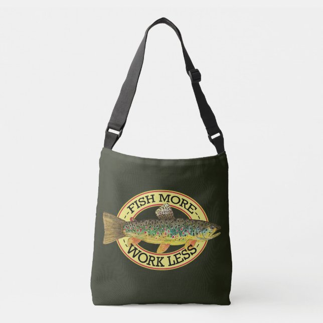 Humorous Fish More Trout Fishing Crossbody Bag (Front)