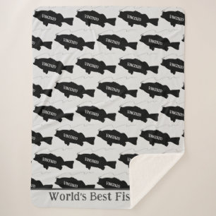 Humorous Fish Pattern World's Best Fisherman Sherpa Blanket