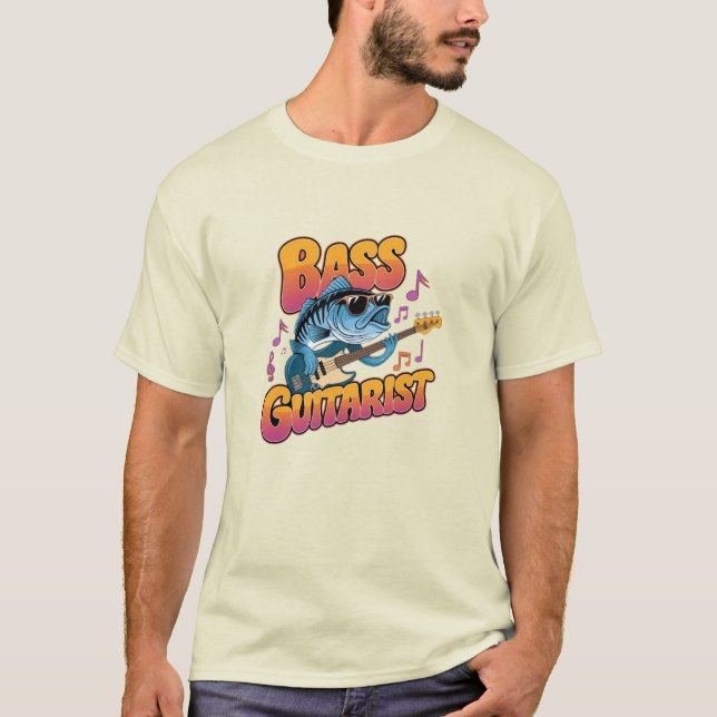 Humorous Fishing Art: Bass Designs T-Shirt (Front)