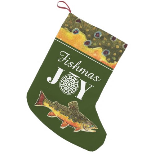 Humorous FISHmas Brook Trout Fishing Small Christmas Stocking