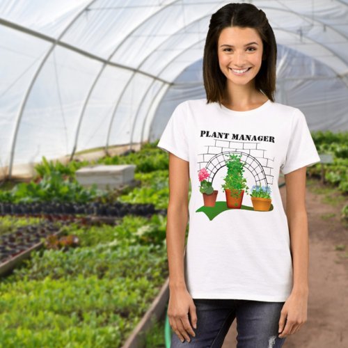 Humorous Floral Art Plant Manager Front Side T_Shirt