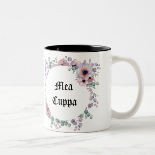 Humorous Floral Catholic Mea Cuppa Two_Tone Coffee Mug