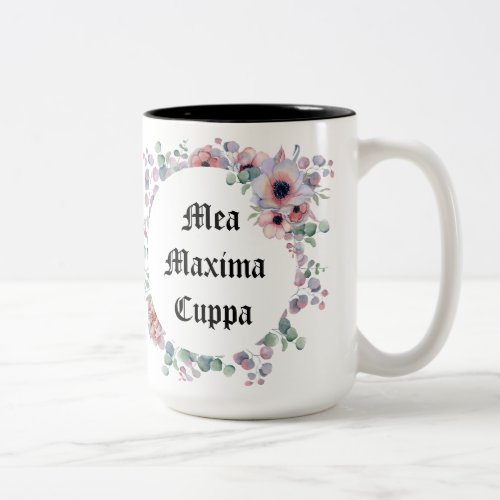Humorous Floral Catholic Mea Maxima Cuppa Two_Tone Coffee Mug