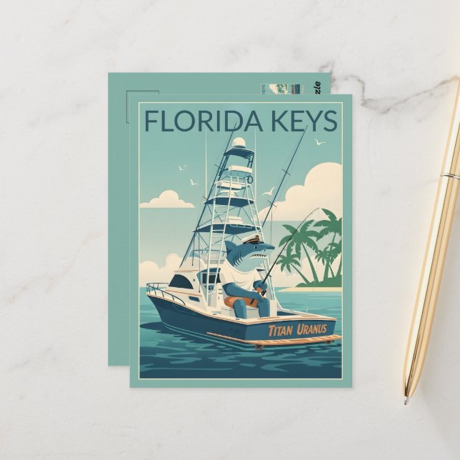 Humorous Florida Keys WPA Art Postcard (Front/Back In Situ)