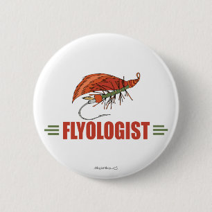 Humorous Fly Tying, Fly Fishing Pinback Button