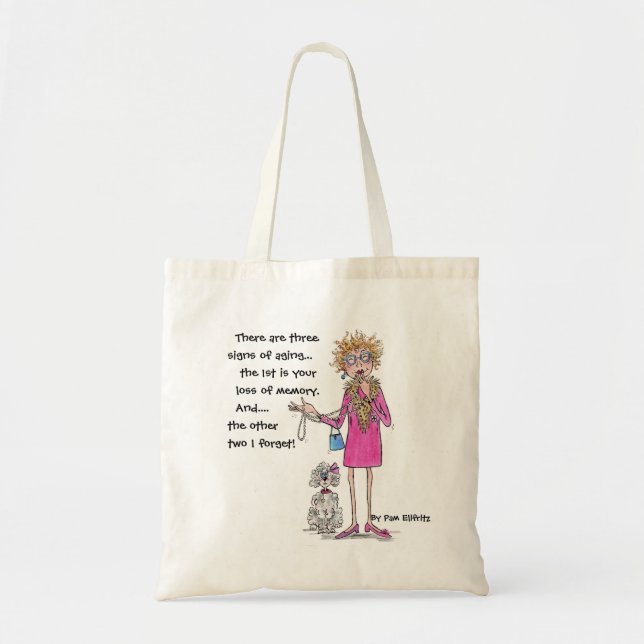 Humorous Forgetful Lady in Red text Tote Bag (Front)