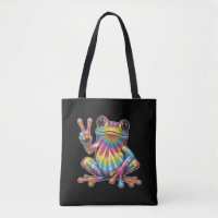 Humorous Frog Lover Tie-Dye Frog Peace Sign Hippie