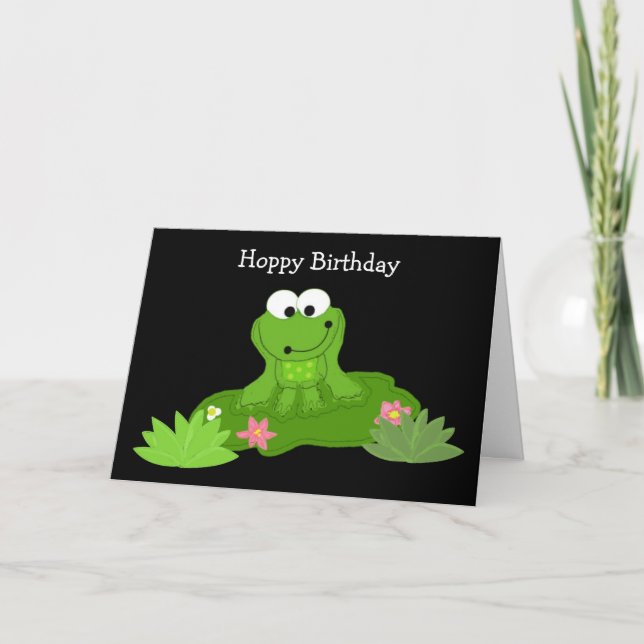 Humorous Frog on a Lily Pad Card (Front)