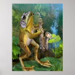 Humorous Frog Plying Saxophone Poster at Zazzle