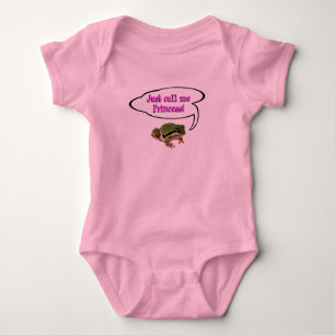 Humorous Frog Princess Pink Lipstick Pink Nails Baby Bodysuit