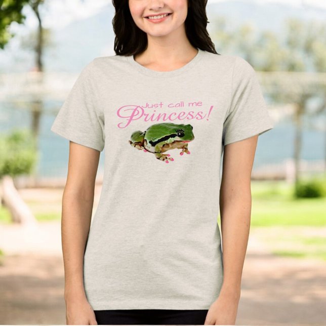 Humorous Frog Princess Pink Nails Lipstick Tri-Blend Shirt (tee shirt front design)