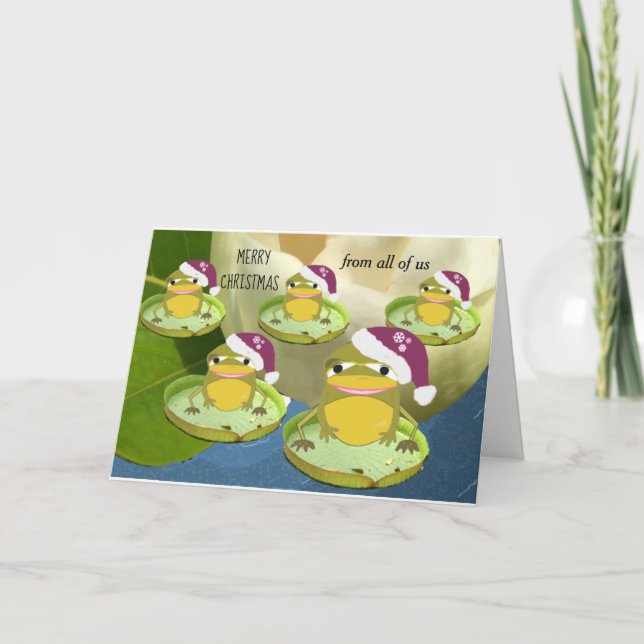 Humorous Frogs Christmas Card (Front)