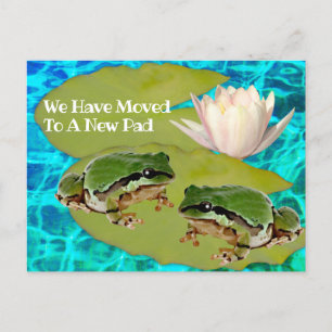 Humorous Frogs Lilies Pad We Moved Announcement Postcard