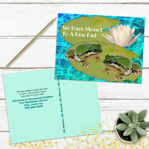 Humorous Frogs Lilies Pad We Moved Announcement Postcard