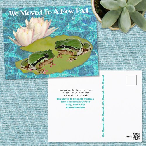 Humorous Frogs Lilies Pad We Moved Announcement Postcard