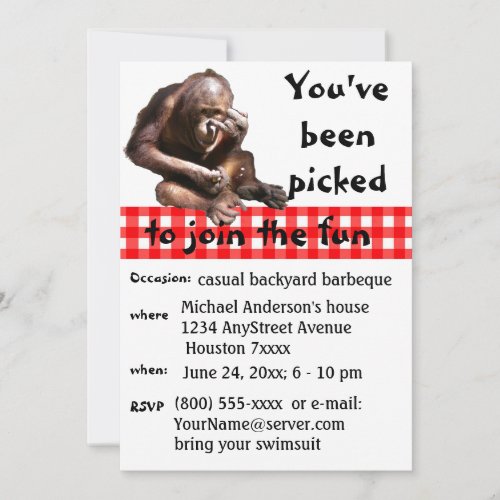 Humorous Funny Animal Casual Party Invitation