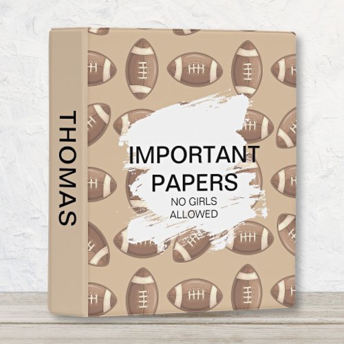 Humorous Funny, Name Important Papers Footballs Mini Binder