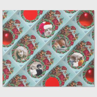 HUMOROUS FUNNY SANTA XMAS CROWN PHOTO TEMPLATE WRAPPING PAPER