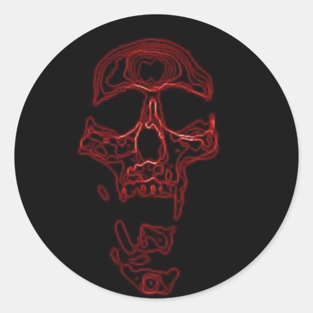 Humorous Funny Skull Classic Round Sticker (Front)